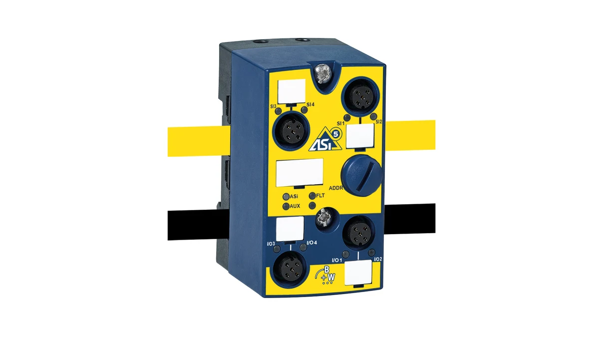 Офіційне зображення модуля входів Bihl+Wiedemann BWU4393 ASi-5 Safety IP67 із чотирма гніздами M12