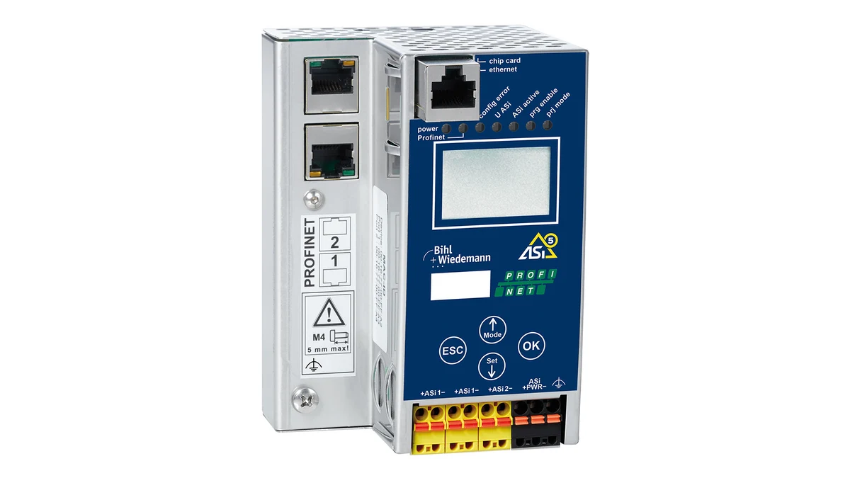 Офіційне зображення шлюзу Bihl+Wiedemann BWU3852 ASi-5 та ASi-3 PROFINET із двома майстрами
