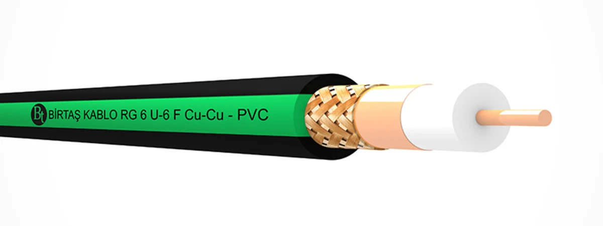Офіційне зображення шарів коаксіального кабелю Birtaş Kablo RG6/U-6 F Cu/Cu PVC