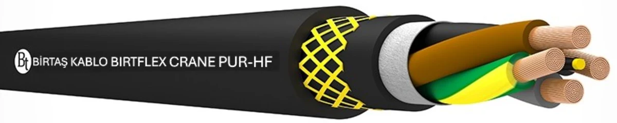 Поперечний переріз кранового кабелю та кабелю для намотування Birtaş Kablo BIRTFLEX CRANE PUR-HF