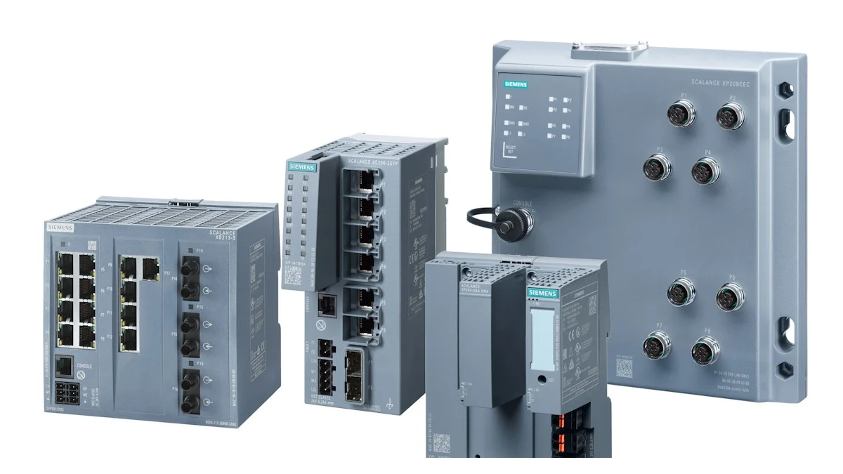 Офіційне зображення сімейства керованих промислових комутаторів Ethernet Siemens SCALANCE X-200